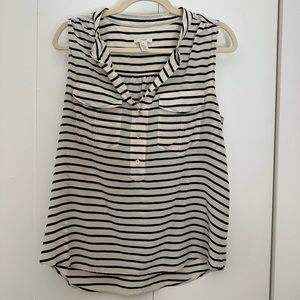 J crew White and navy striped sleeveless blouse